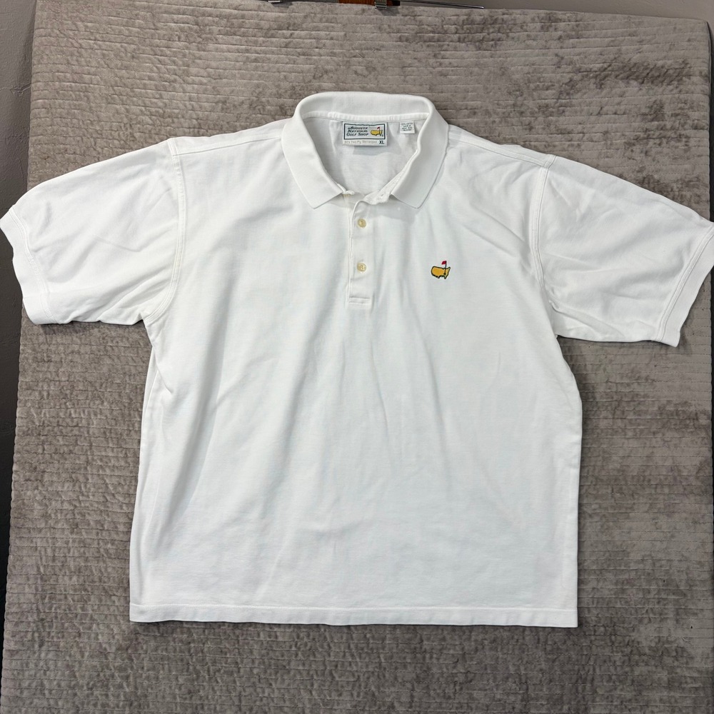 VINTAGE Augusta National Golf Shop Masters Polo Shirt XL White Mercerized Cotton